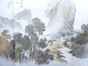 アンティーク　人物風景模様男物長襦袢
